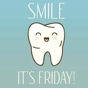 Smiling cartoon tooth with the words Smile, it’s Friday