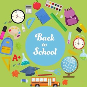 Back to School graphic with school supplies